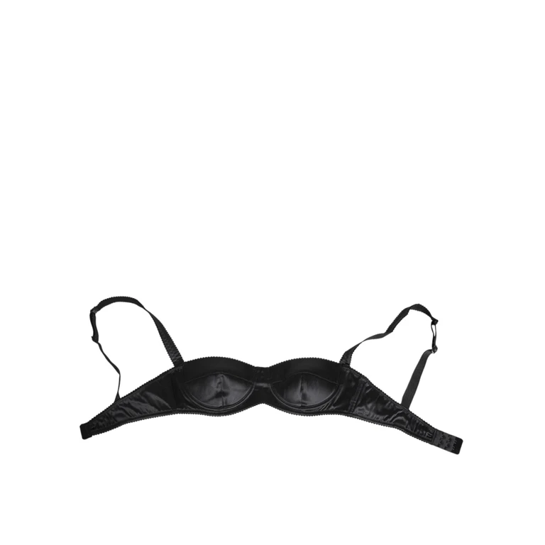 Dolce & Gabbana Black Silk Satin Wireless Lingerie Bra Underwear Clothing - Women