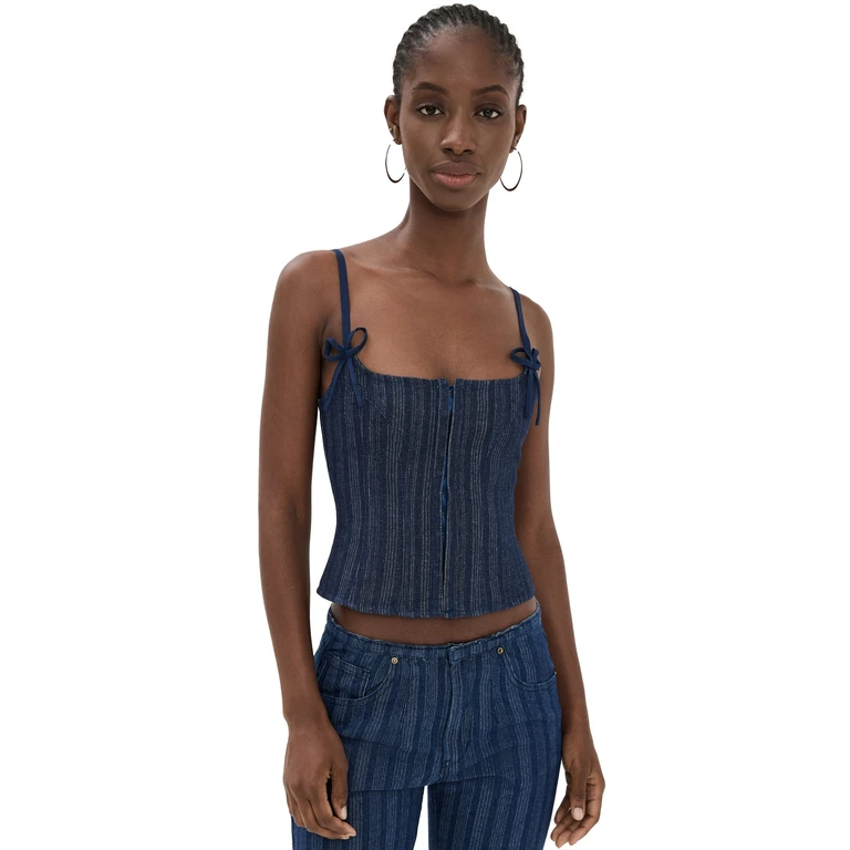 Charismatic Denim Corset Dark Pinstripe L