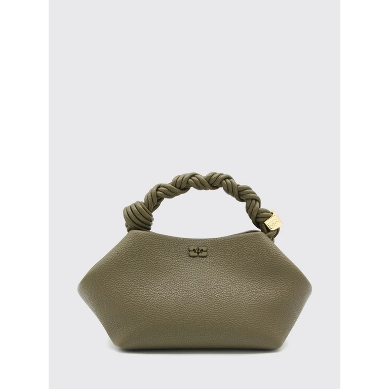Recycled Leather Handbag with Woven Handle and Butterfly Logo (C2100011838)