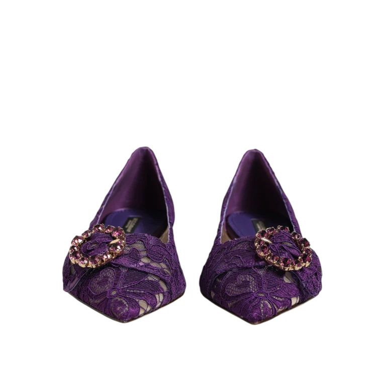 Dolce & Gabbana Purple Taormina Lace Crystals Flats Shoes Co+pa+se+vi - Women