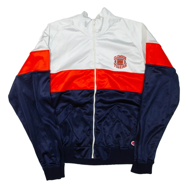CHAMPION Clemson Tigers Mens Track Jacket White Colourblock XL