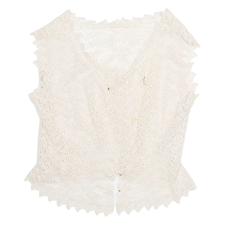 Womens Kimono Blouse Cream V-Neck Sleeveless S