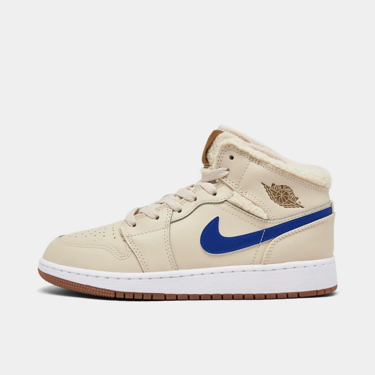 Grade School Retro 1 Mid Utility 'Fleece Pearl White' Gs Sneakers