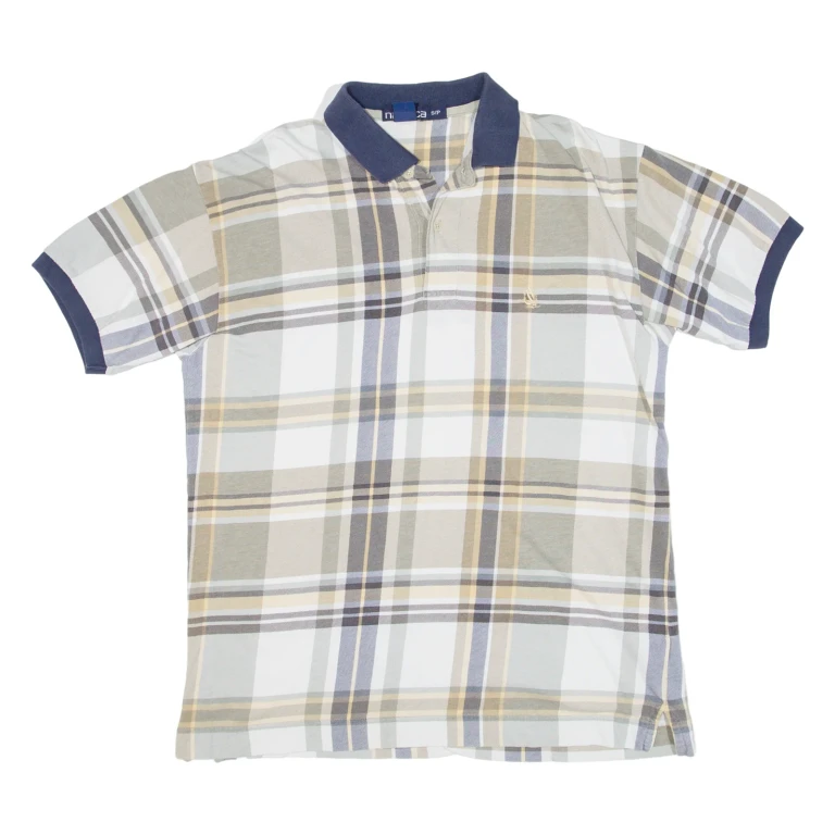 NAUTICA Mens Polo Shirt Beige Check S