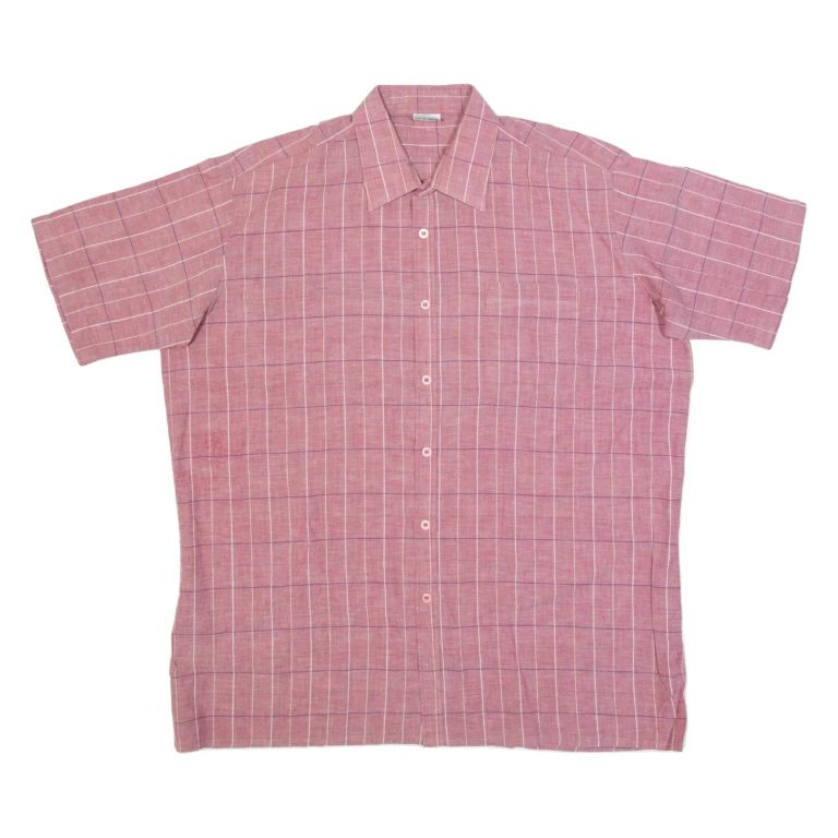 Mens Shirt Maroon Check L