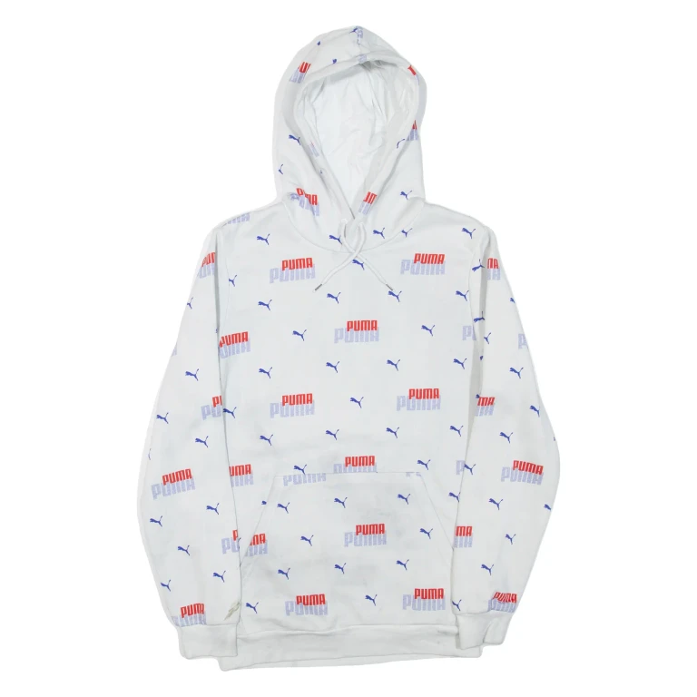 PUMA Mens White Hoodie S