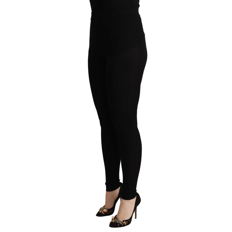 Dolce & Gabbana Black Cashmere Stretch Waist Tights Pants - Women