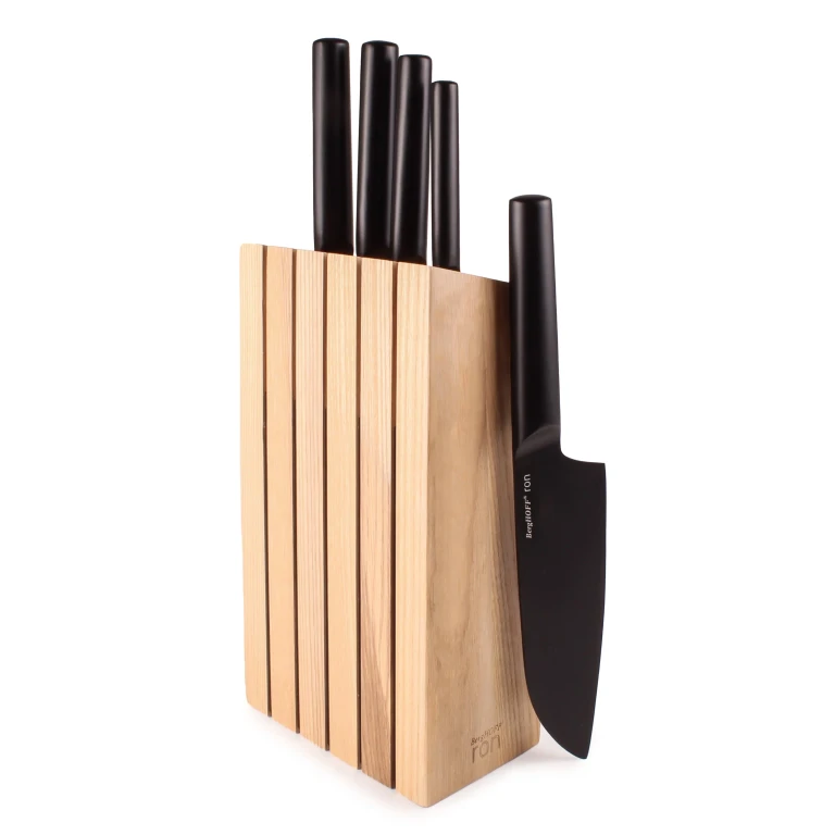 Ron Stainless Steel 6pc Knife Block Set, Black