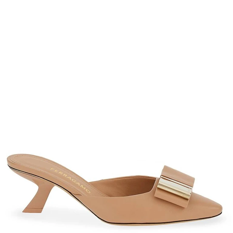 Ferragamo Lycia Kitten Heel Mules, Size 7 C
