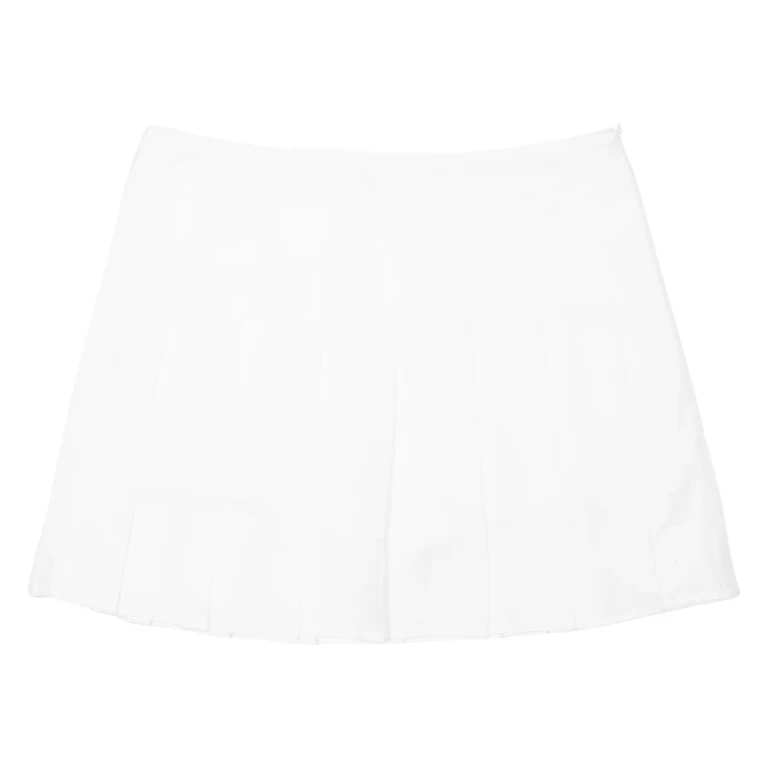 FASHION Womens Pleated Skirt White Short 2XL