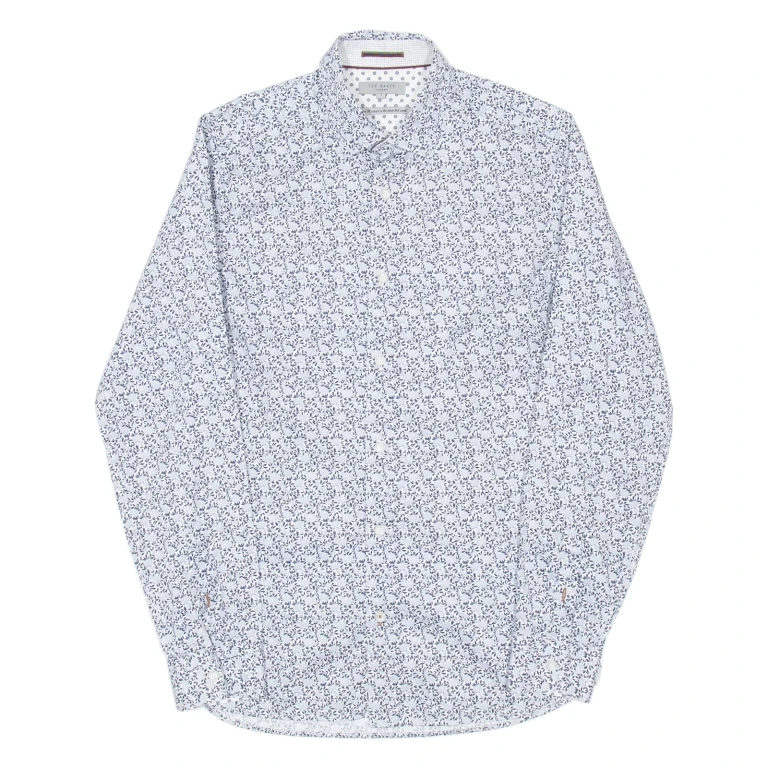 TED BAKER Mens Shirt Blue Floral Long Sleeve XS