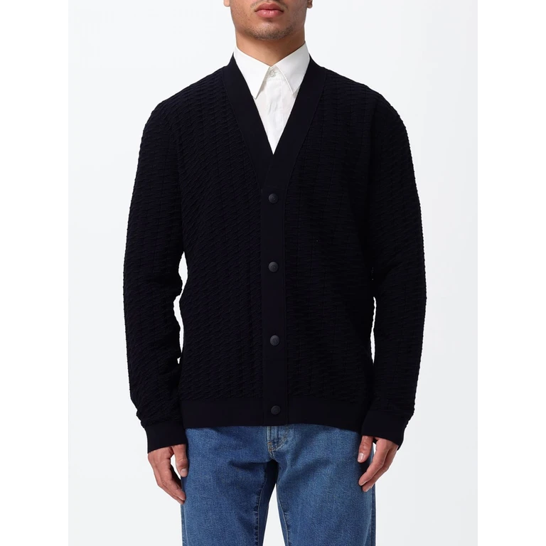 V-Neck Virgin Wool Cardigan with Dropped Shoulders (GM003126AF24701UB102)