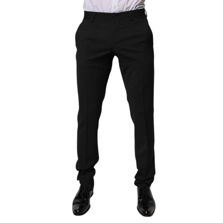Dolce & Gabbana Black Polyester Tapered Formal Men Dress Pants Wool Elastane - Men