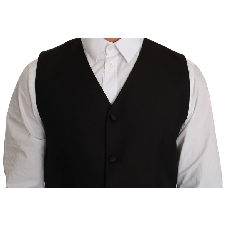 Dolce & Gabbana Black Silk Dress Waistcoat - Men