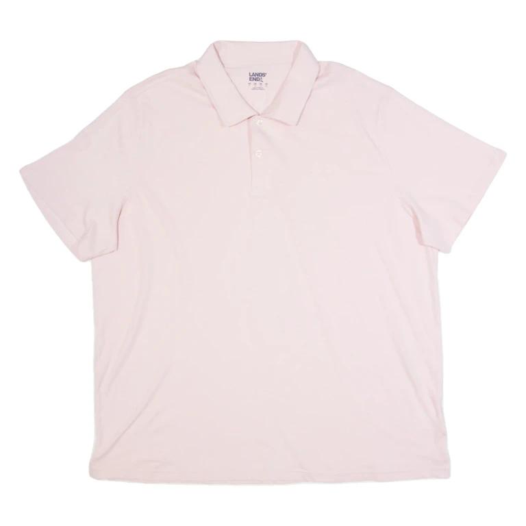 LANDS END Mens Polo Shirt Pink XL