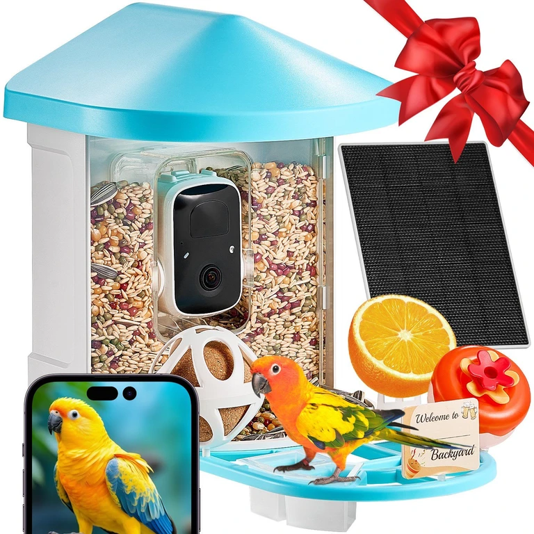 Smart Bird Feeder with Camera 2K HD AI Identify Bird Species Auto Capture - Multicolor 1