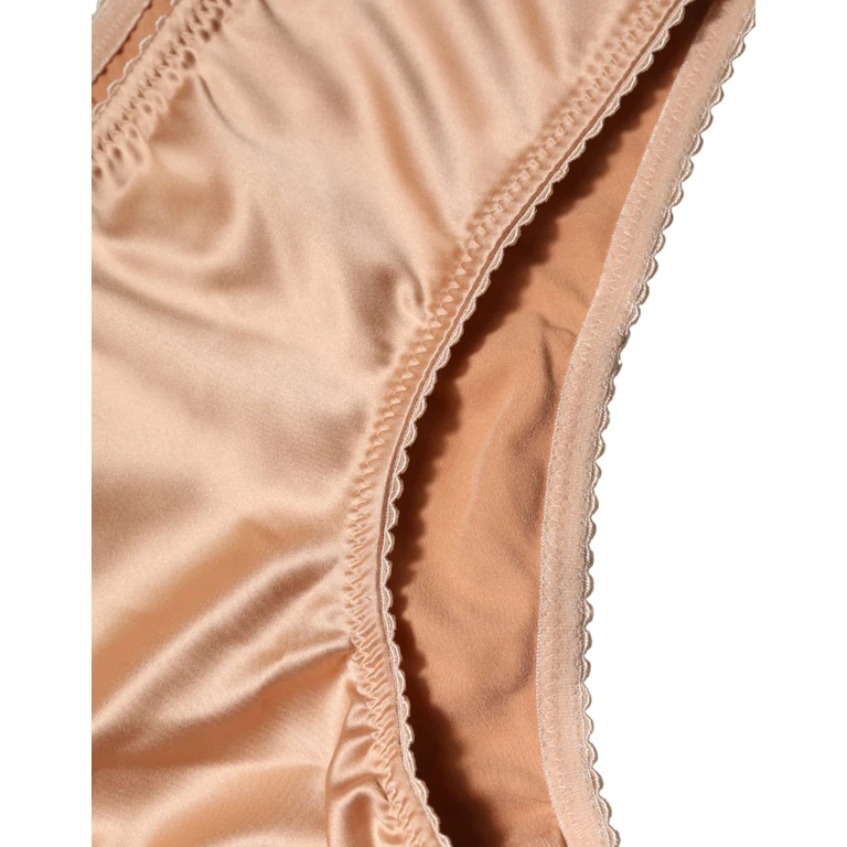 Dolce & Gabbana Beige Silk Stretch Mid Waist Brief Panty Underwear Elastane Clothing - Women