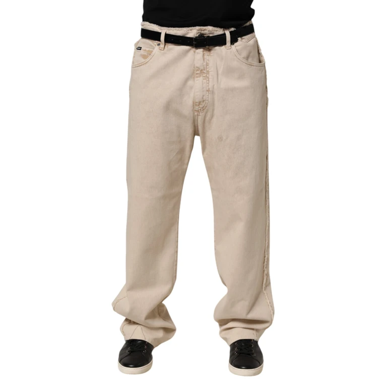 Dolce & Gabbana Beige Cotton Straight Denim Trouser Jeans - Men