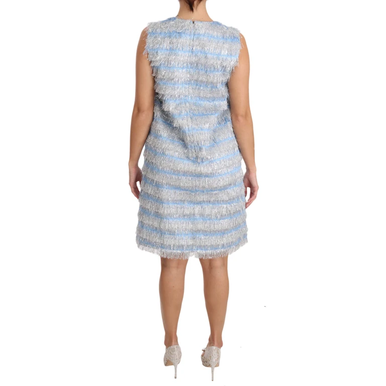 Dolce & Gabbana Light Blue Silver Shift Gown Dress - Women