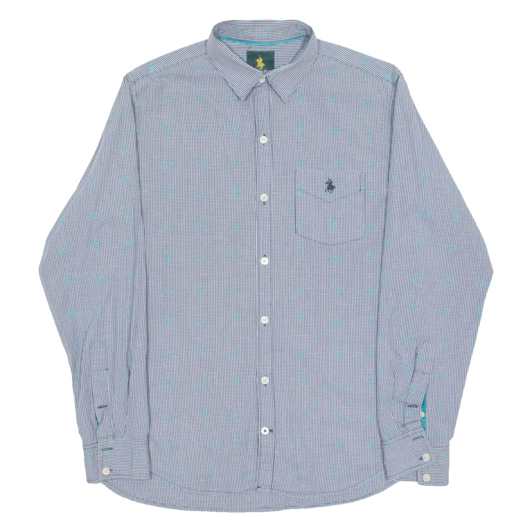 ROYAL COUNTY OF BERKSHIRE POLO CLUB Slim Fit Paisley Mens Shirt Blue Check L