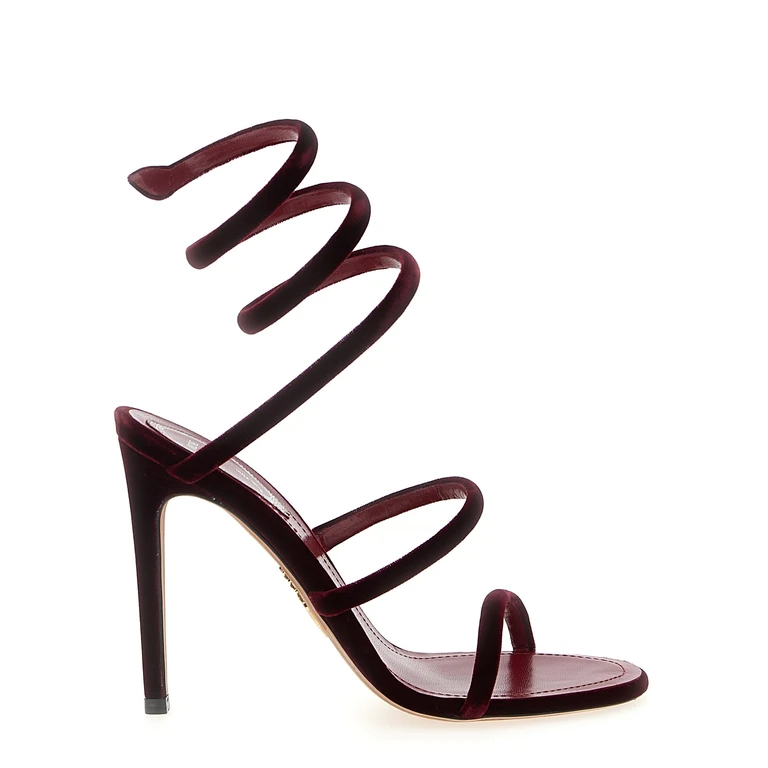 Rene Caovilla Bordeaux Textile Stiletto Heel Sandals - Women