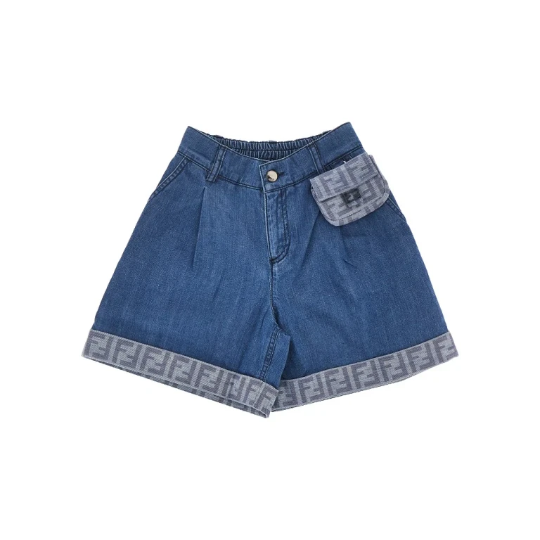 FENDI Denim shorts with Baguette pouch Kids 8Y
