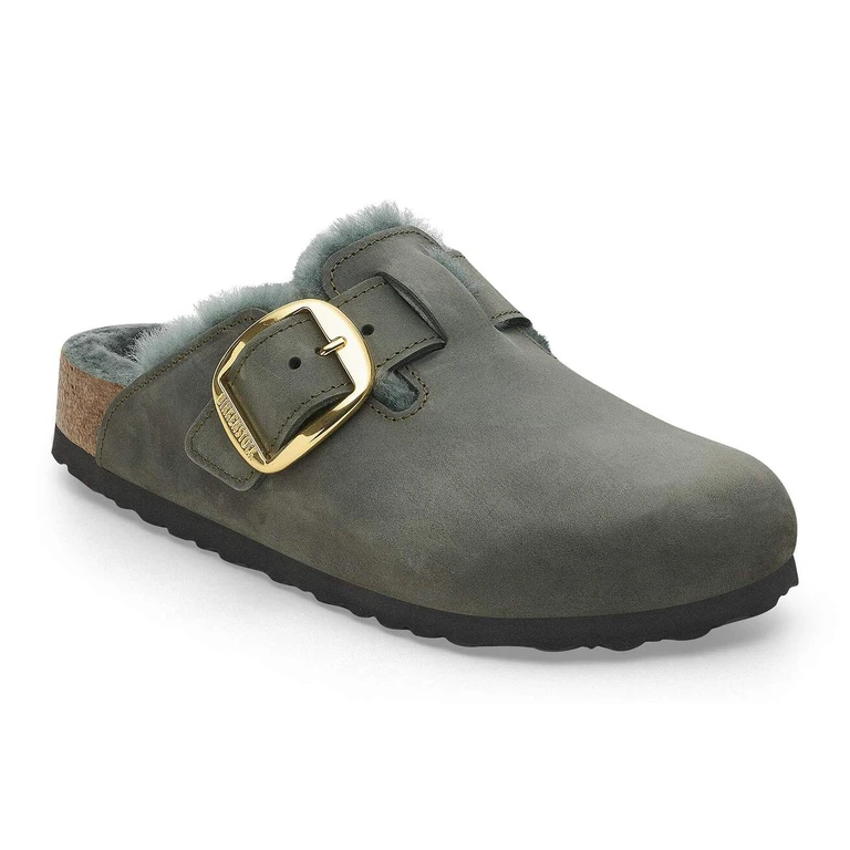 Unisex Boston Big Buckle Shearling Natural Leather Thyme