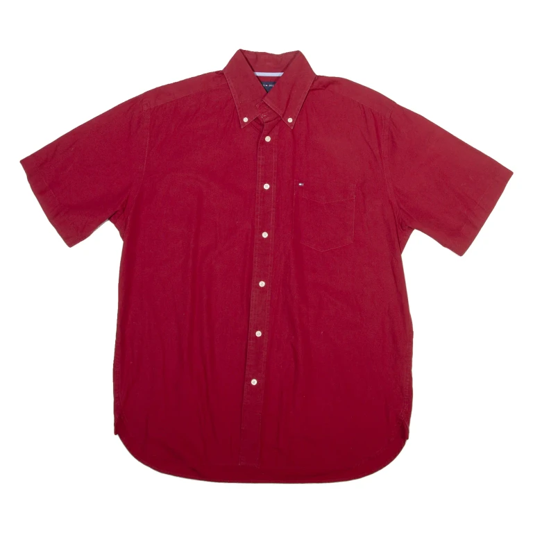 TOMMY HILFIGER Mens Plain Shirt Red M