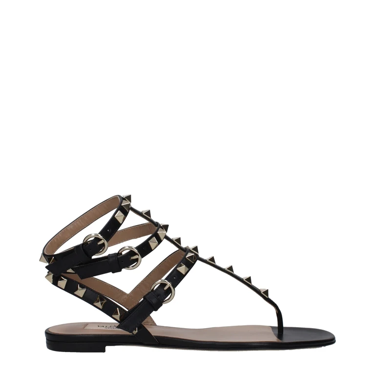 Valentino Garavani Black Leather Flip-Flop Sandals - Women