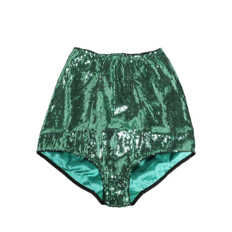 Green Sequin Nylon High Waist Girdle Underwear Clothing - Women