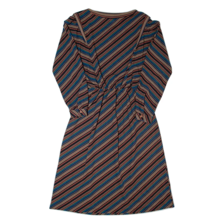 DIVINA OF SWITZERLAND Womens A-Line Dress Brown 90s Striped Long S