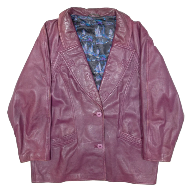 Womens Blazer Jacket Maroon Leather L