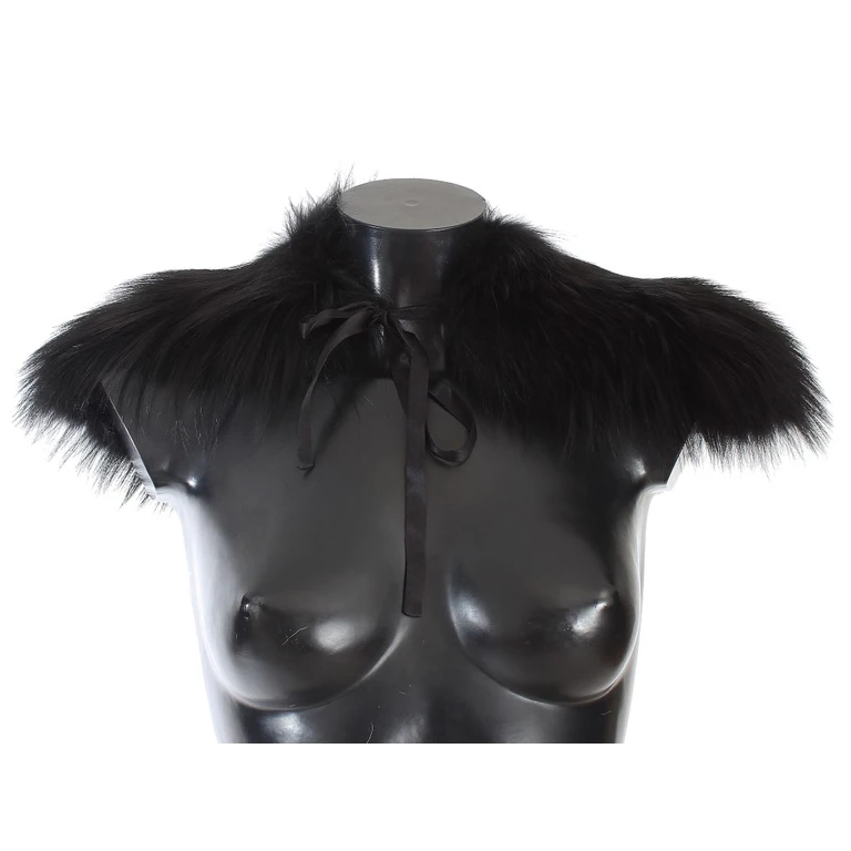 Dolce & Gabbana Black Fox Fur Collar Scarf Argentata - Women