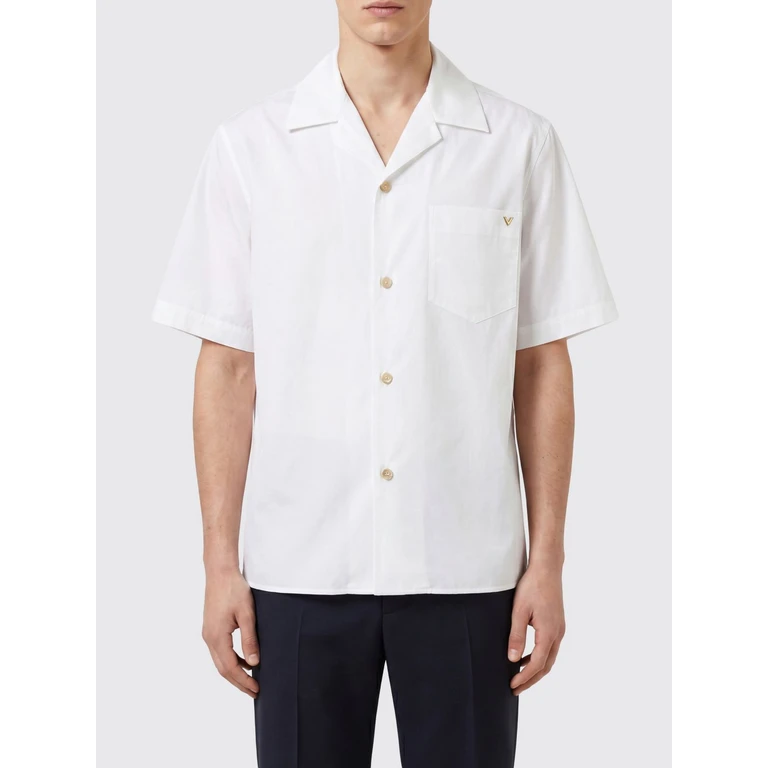 Slim Fit Cotton Bowling Shirt with Metallic Monogram (AA1134WW0BO)