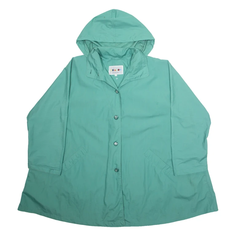 CHARON Womens Overcoat Jacket Blue Hooded L
