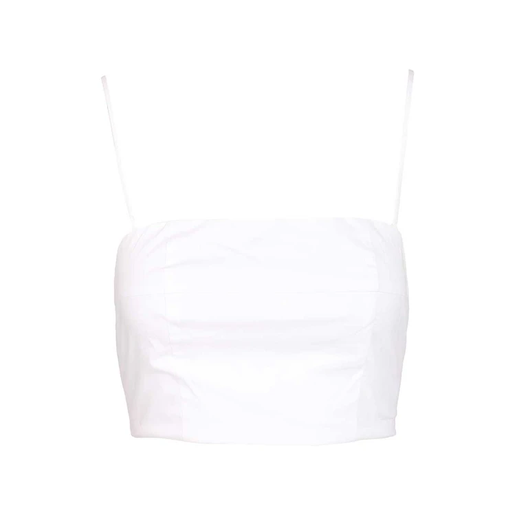 Staud Federico short tank top in cotton poplin White Co Ea Tops - Women