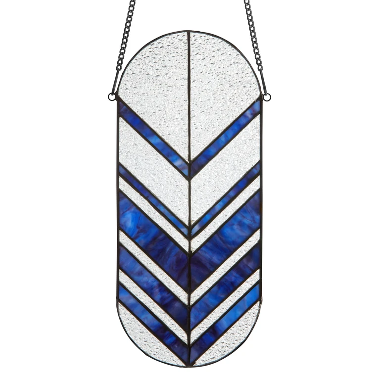 14" H Tiffany-style Arrows Stained Glass Window Panel