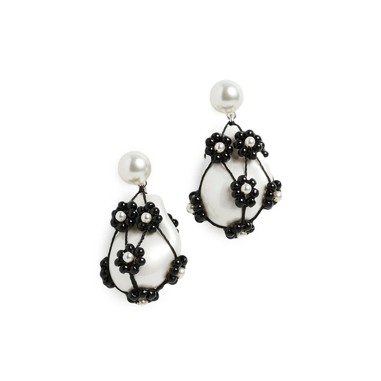 Tory Burch Curiosity Beaded Pearl Drop Earrings Tory Gold / Pink One Size