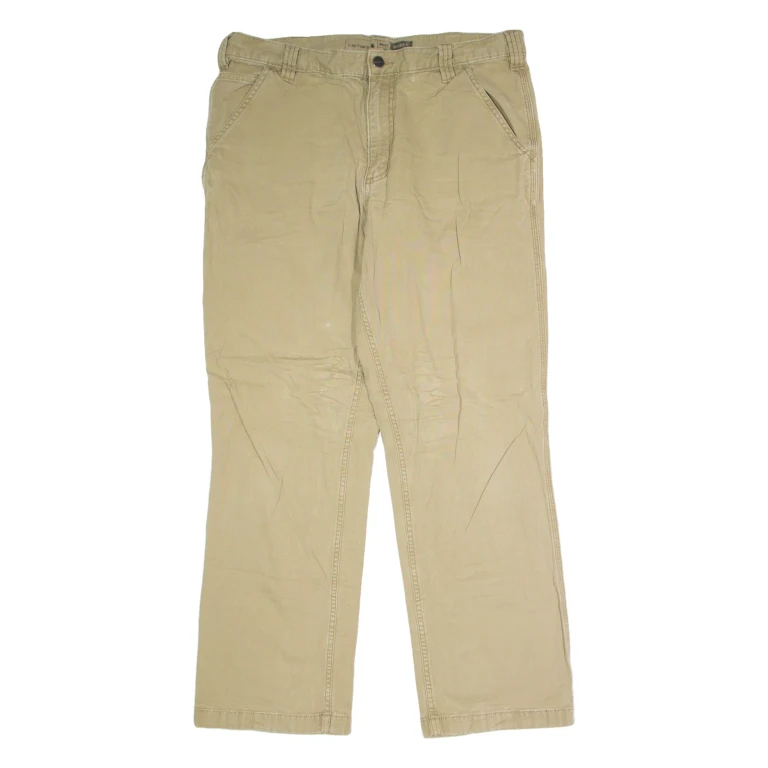 CARHARTT Workwear Mens Canvas Trousers Beige Relaxed Straight W36 L29