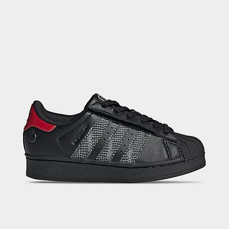 adidas Little Kids Originals Superstar LED Lights Comfort Closure Casual Shoes in Core Black/Core Black/Red Size: 1.0