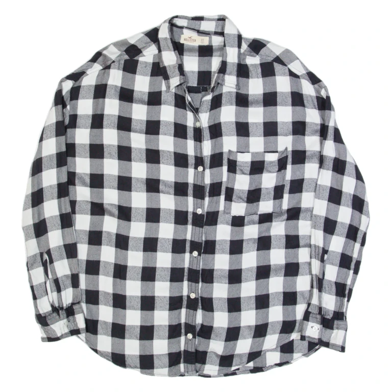 HOLLISTER Oversized Womens Shirt Black Check Long Sleeve XS