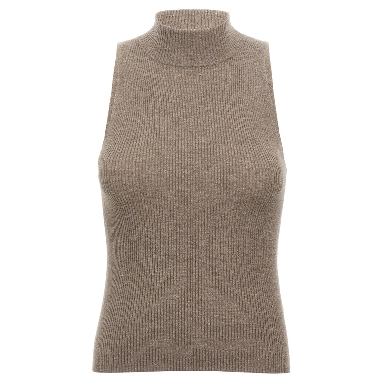Brown Cashmere Sleeveles Sweater Clothing - Women
