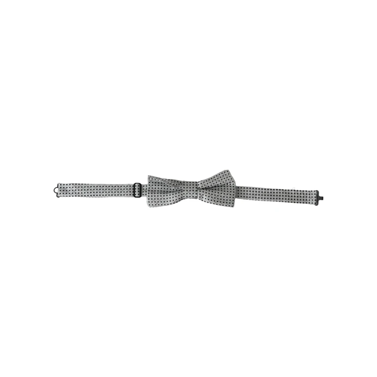 Gray Silk Polka Dot Adjustable Neck Men Papillon Bow Tie - Men