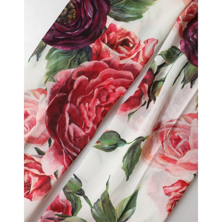 White Nylon Floral Print Tights Stockings Socks Clothing - Women
