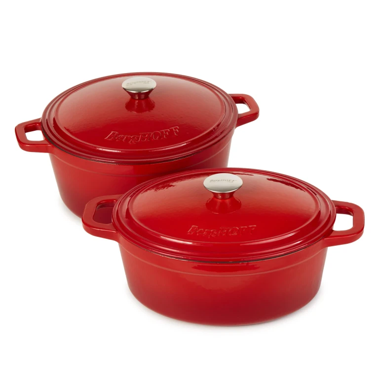 Neo 4pc Cast Iron Cookware Set, 5qt. & 7qt., Red