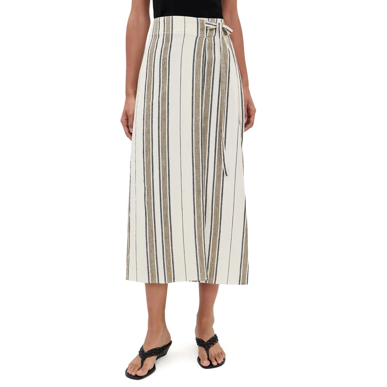 Apiece Apart Stripe Marsala Wrap Skirt Affogato Stripe 10