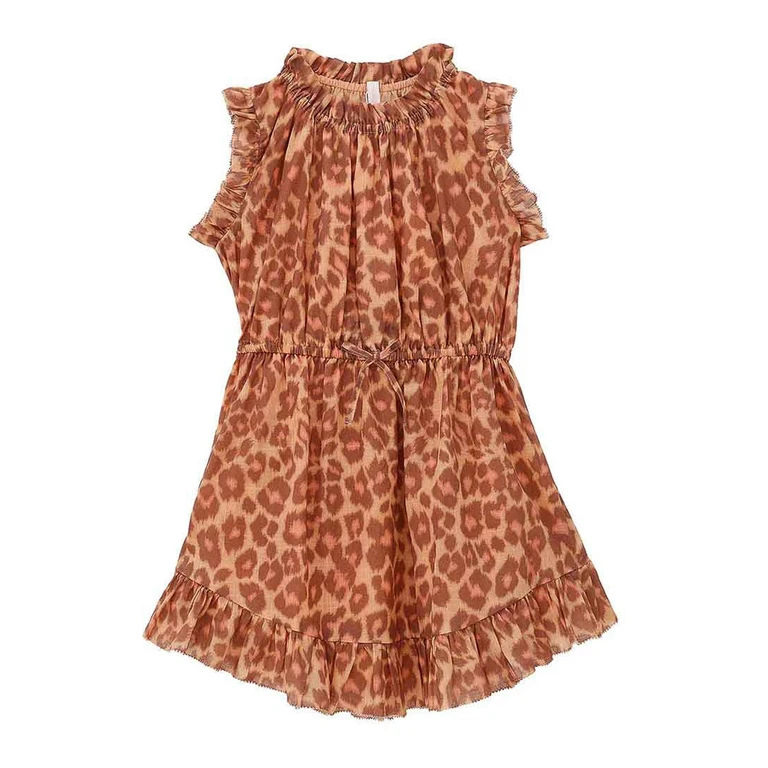 Robe Au Genou - Orange (1897DRS264TANLEOPARD)