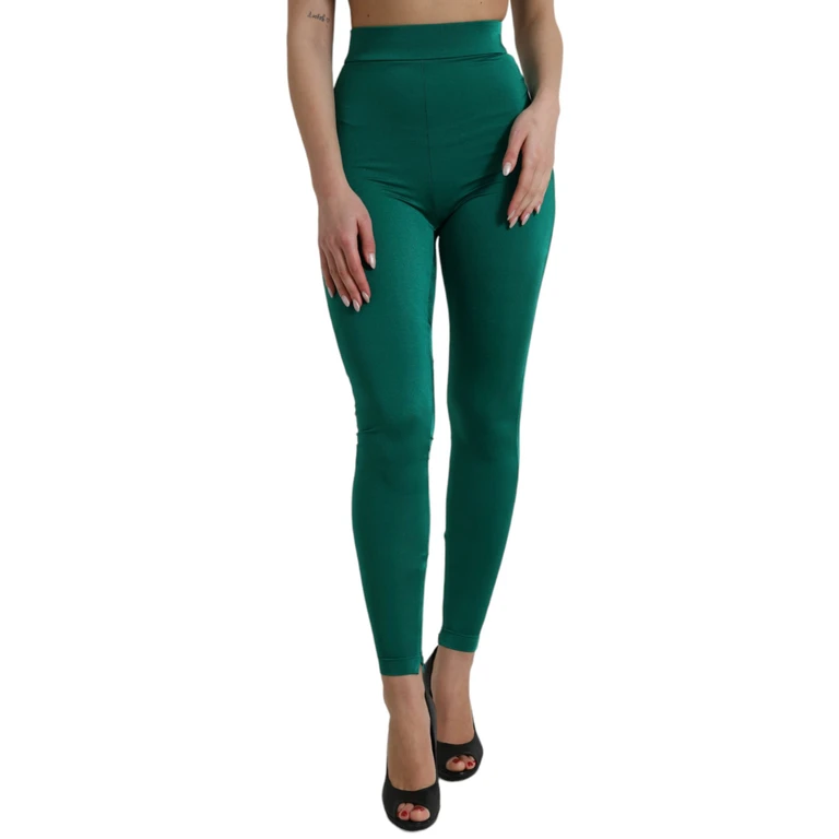Dolce & Gabbana Green Nylon Stretch Slim Leggings Pants Elastane - Women