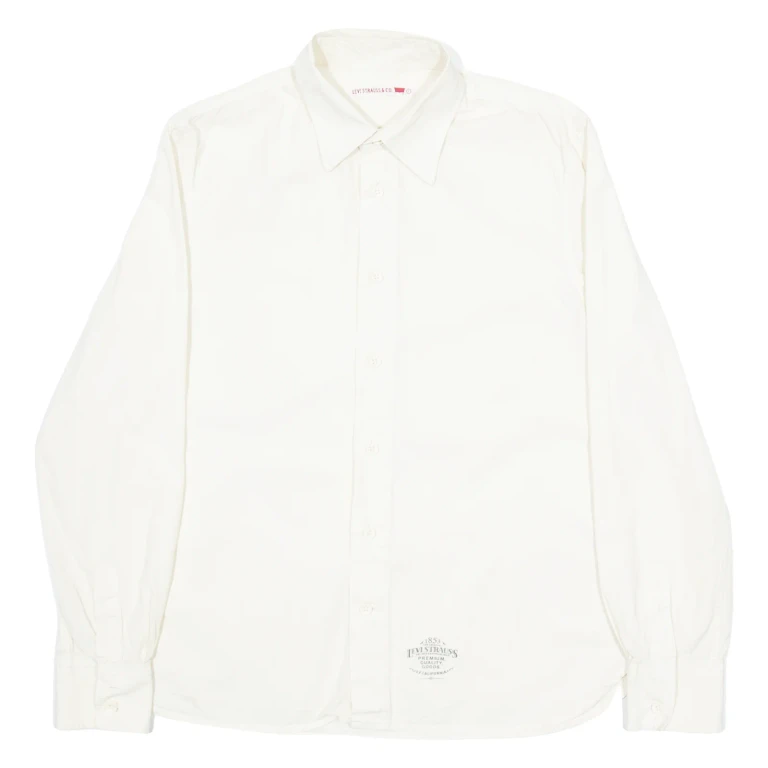 LEVI'S Mens Plain Shirt Cream Long Sleeve S