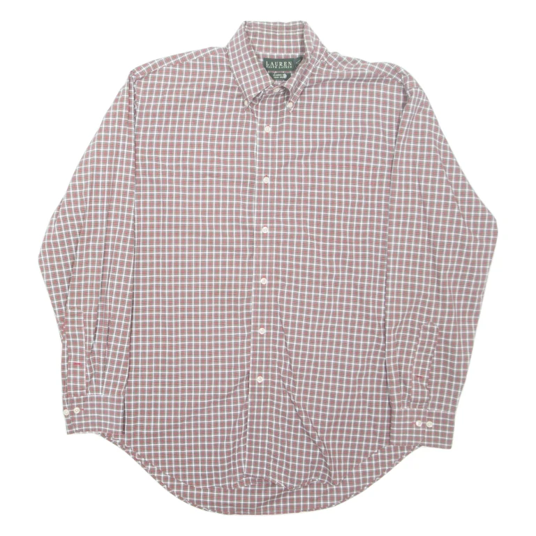 LAUREN RALPH LAUREN Mens Shirt Red Check Long Sleeve XL